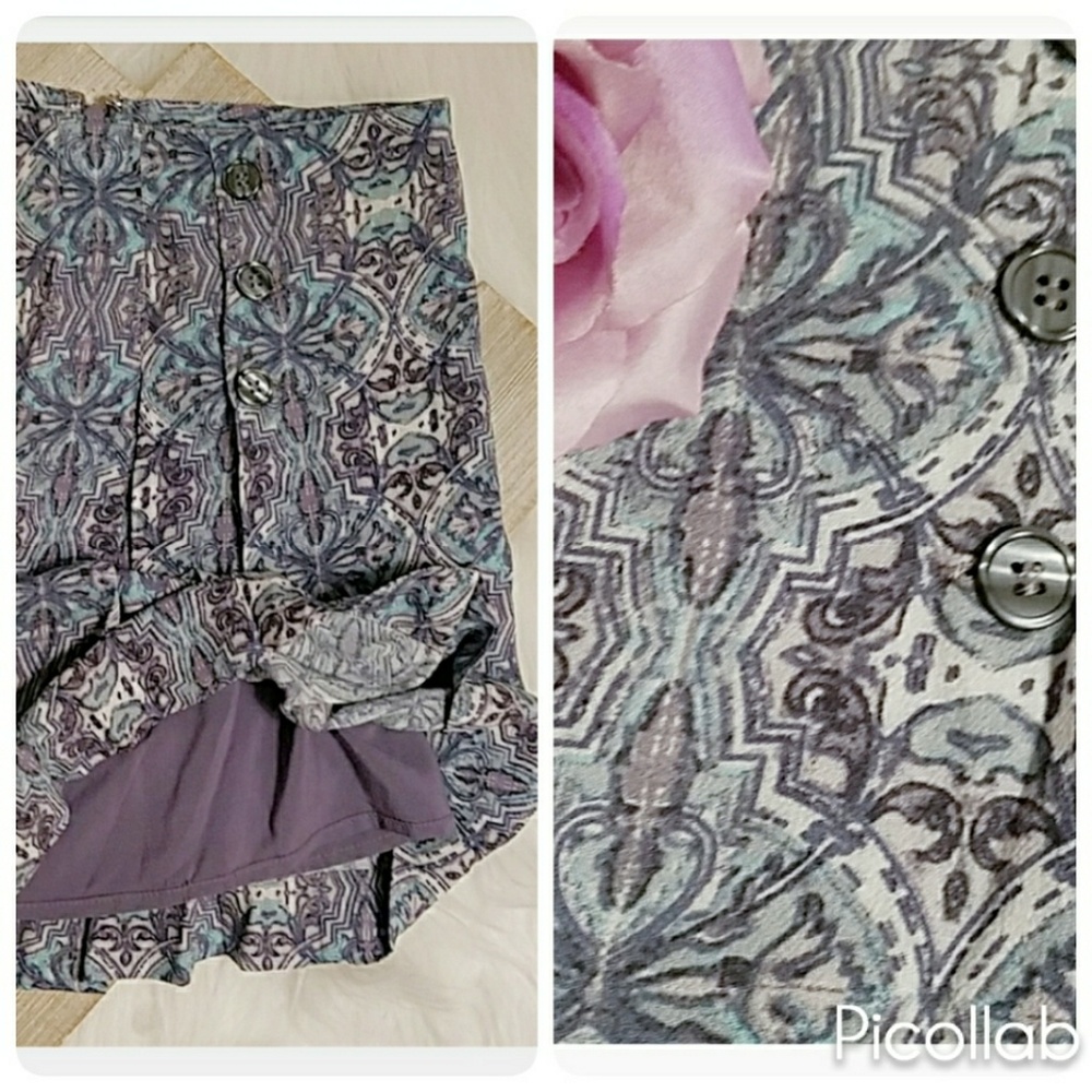 Free People Purple/Blue Pleated Mini-skirt - Picture 4 of 4